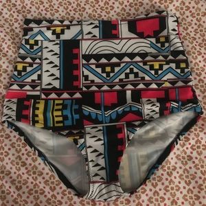 High waisted tribal swim bottom